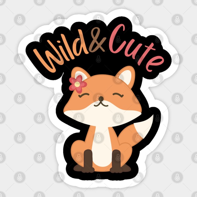 Wild And Cute Fox, Cute Girly Design Sticker by Artisan